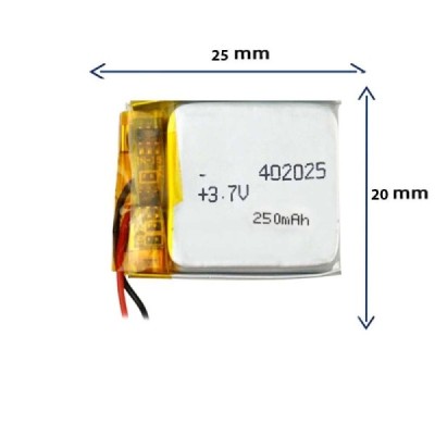 باتری لیتیوم پلیمری مدل 402025 با ولتاژ 250 MAH