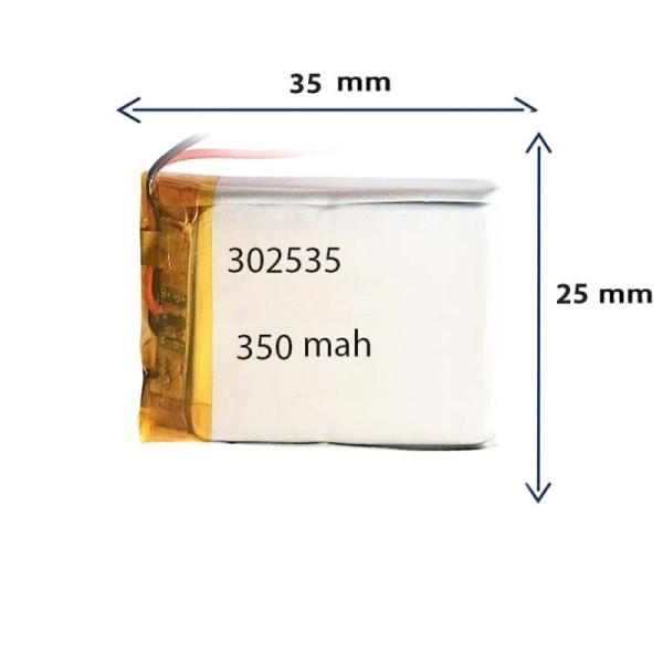 باتری لیتیوم پلیمری مدل 302535 با ظرفیت 350 MAH