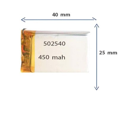 باتری لیتیوم پلیمری مدل 502540 با ظرفیت 450 MAH