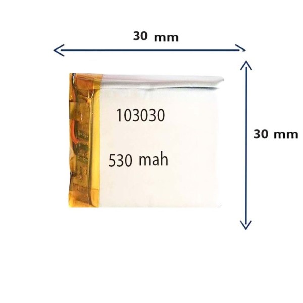 باتری لیتیوم پلیمری مدل 103030 با ظرفیت 530 MAH