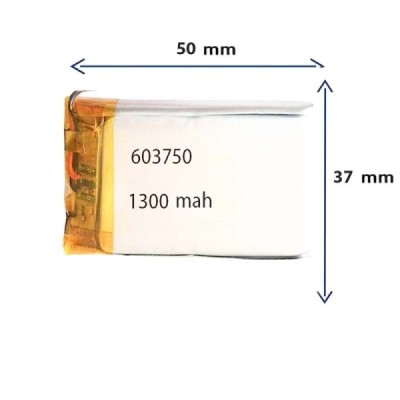 باتری لیتیوم پلیمری مدل 603750 با ظرفیت 1300 MAH