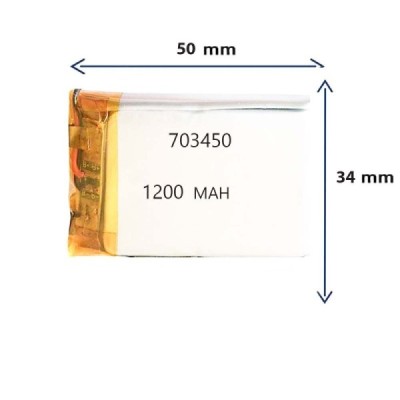 باتری لیتیوم پلیمری مدل 703450 با ظرفیت 1200 MAH