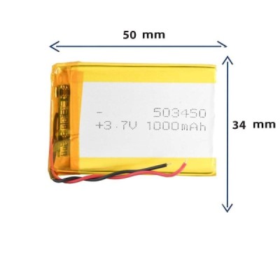 باتری لیتیوم پلیمری مدل 503450 با ظرفیت 1000 MAH