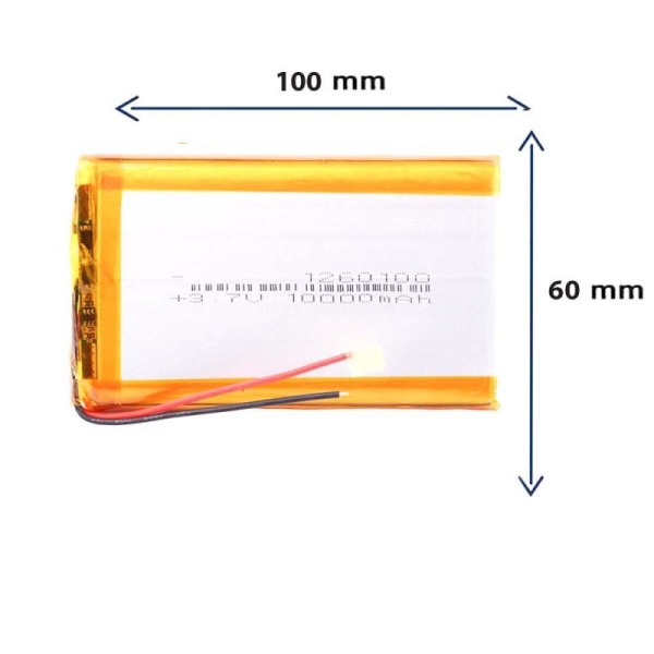 باتری لیتیوم پلیمری مدل 1260100 با ظرفیت 10000 میلی آمپر
