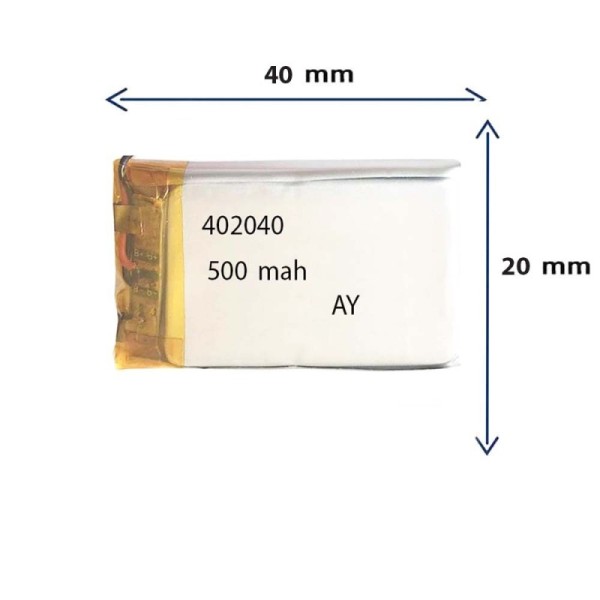 باتری لیتیوم پلیمر 402040 با ظرفیت 500 MAH