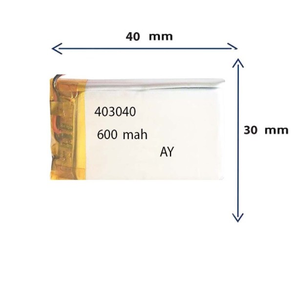 باتری لیتیوم پلیمری مدل 403040 با ظرفیت 400 میلی آمپر