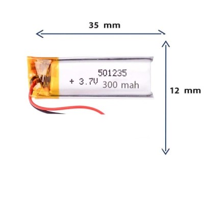 باتری لیتیوم پلیمری مدل 501235 با ظرفیت 300 MAH