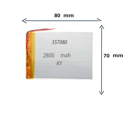 باتری لیتیوم پلیمری مدل 357080 با ظرفیت 2800 MAH