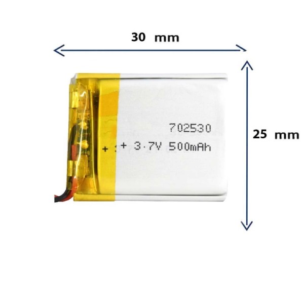 باتری لیتیوم پلیمری مدل 702530 با ظرفیت 500 MAH