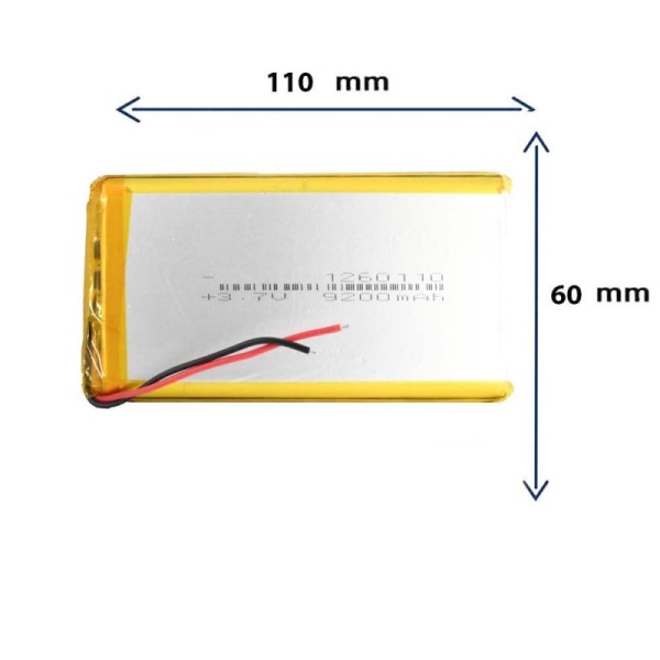 باتری لیتیوم پلیمری مدل 1260110 با ظرفیت 9200 MAH