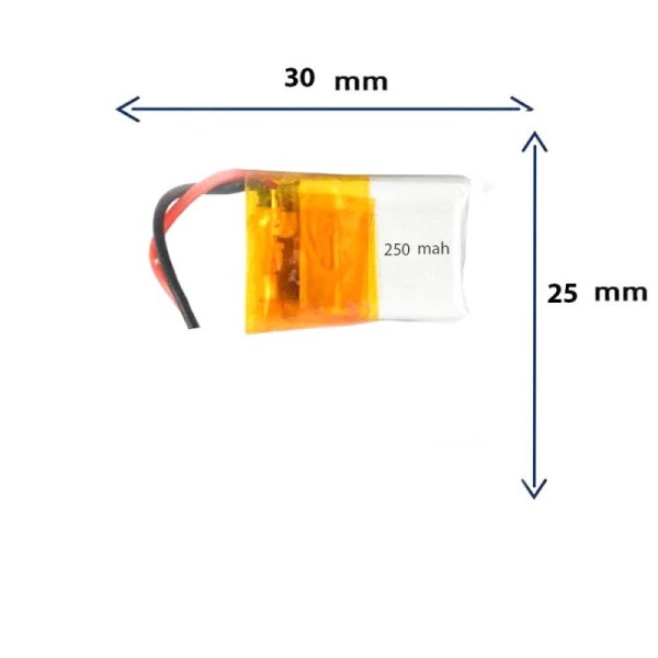 باتری لیتیوم پلیمری مدل 322530 با ظرفیت 250 MAH
