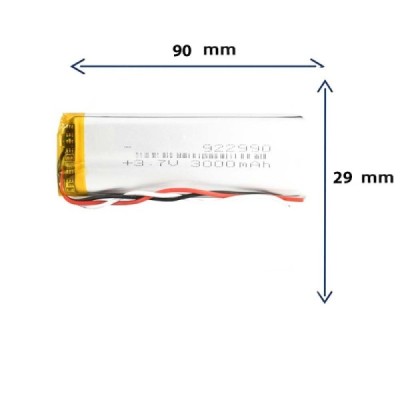 باتری لیتیوم پلیمری مدل 922990 با ظرفیت 3000 MAH