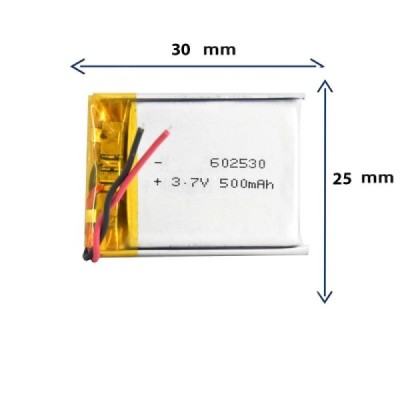 باتری لیتیوم پلیمری مدل 602530 با ظرفیت 500 MAH