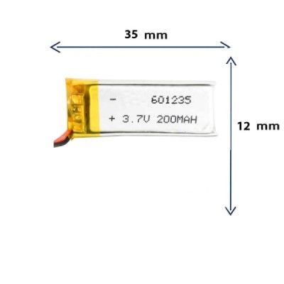 باتری لیتیوم پلیمری مدل 601235 با ظرفیت 200 MAH