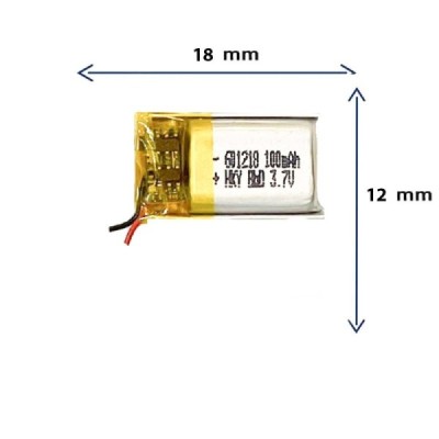 باتری لیتیوم پلیمری مدل 601218 با ظرفیت 100 MAH