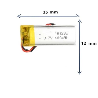 باتری لیتیوم پلیمری مدل 401235 با ظرفیت 400 MAH
