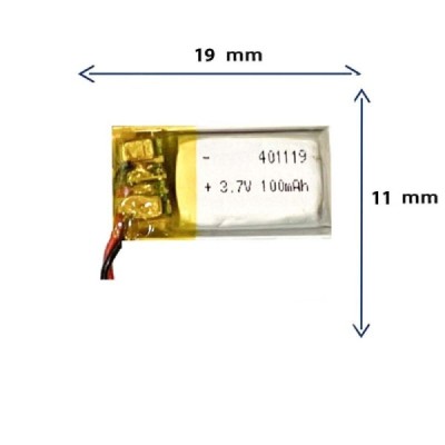 باتری لیتیوم پلیمری مدل 401119 با ظرفیت 100 MAH