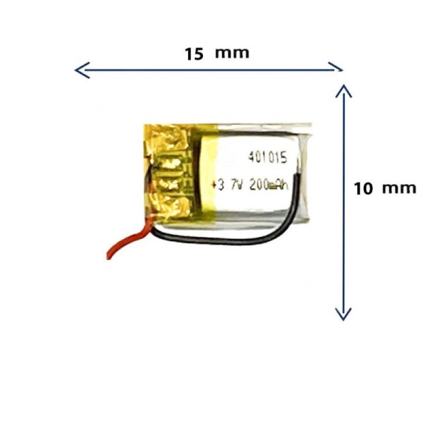 باتری لیتیوم پلیمری مدل 401015 با ظرفیت 200 MAH