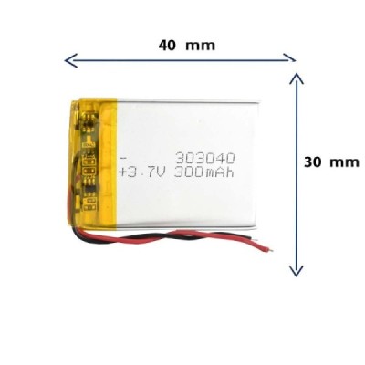 باتری لیتیوم پلیمری مدل 303040 با ظرفیت 300 MAH
