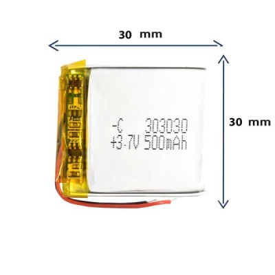 باتری لیتیوم پلیمری مدل 303030 با ظرفیت 500 MAH