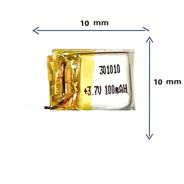 باتری لیتیوم پلیمری مدل 301010 با ظرفیت 100 MAH