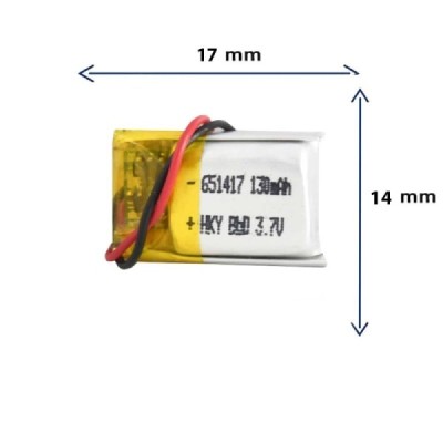 باتری لیتیوم پلیمری مدل 651417 با ظرفیت 130 MAH