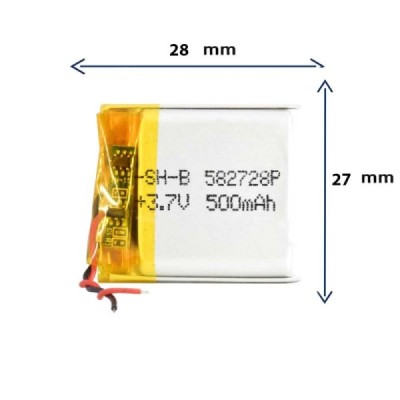 باتری لیتیوم پلیمری مدل 582728 با ظرفیت 500 MAH