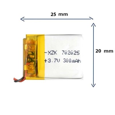 باتری لیتیوم پلیمری مدل 702025 با ظرفیت 300 MAH