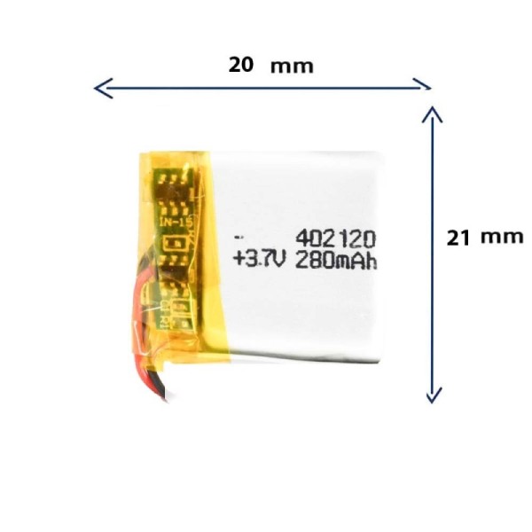 باتری لیتیوم پلیمری مدل 402120 با ظرفیت  280 mah