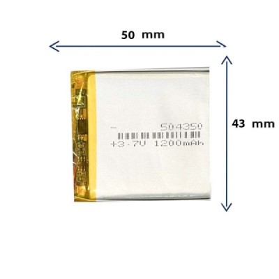 باتری لیتیوم پلیمری مدل 504350 با ظرفیت 1200 mah