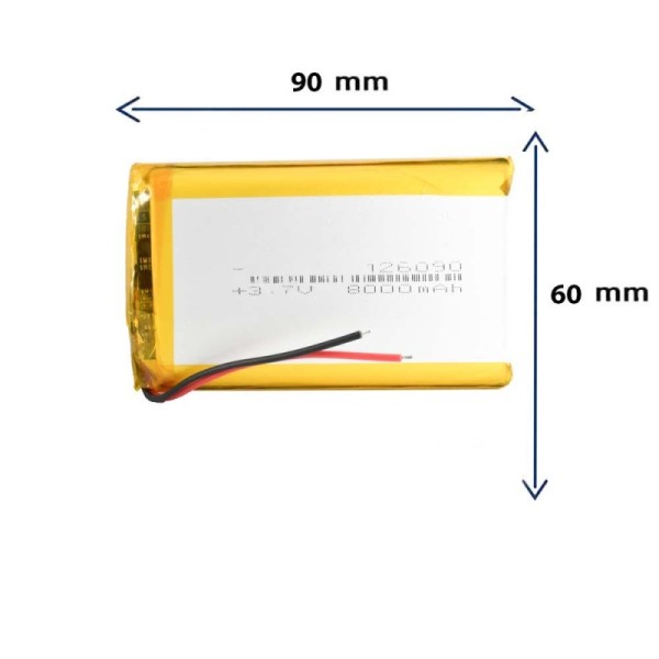 باتری لیتیوم پلیمری مدل 126090 با ظرفیت 8000 MAH