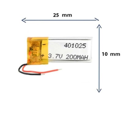 باتری لیتیوم پلیمری مدل 401025 با ظرفیت 200 MAH