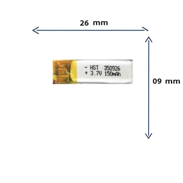 باتری لیتیوم پلیمری مدل 350926 با ظرفیت 150 میلی آمپر برند GR.STORE