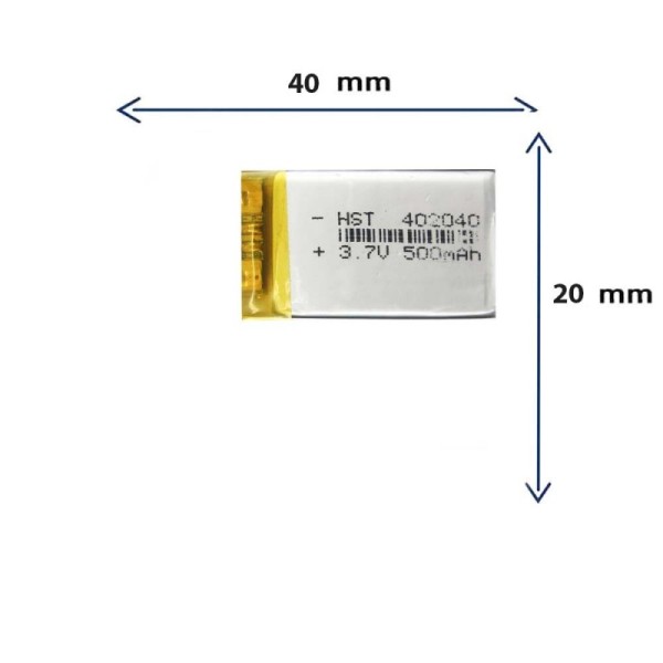 باتری لیتیوم پلیمری مدل 402040 با ظرفیت 500 MAH برند GR.STORE