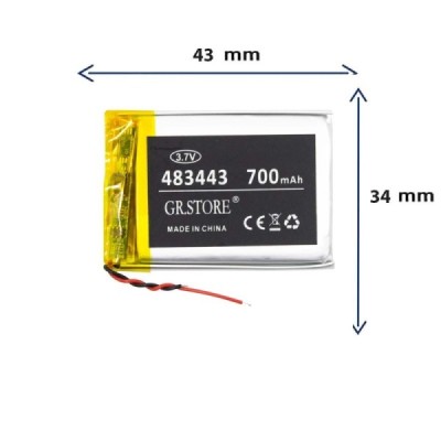باتری لیتیوم پلیمری مدل 483443 با ظرفیت 700 MAH برند GR.STORE