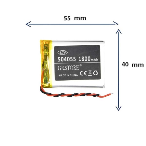باتری لیتیوم پلیمری مدل 504055 با ظرفیت 1800 میلی آمپر برند GR.STORE