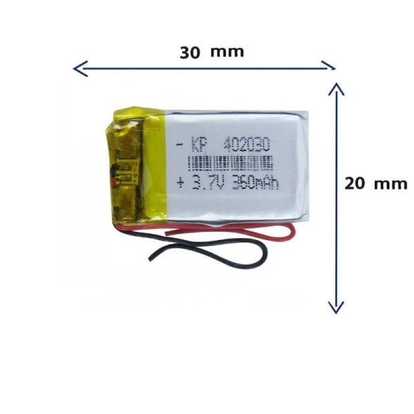 باتری لیتیوم پلیمری مدل 402030 با ظرفیت 360 میلی آمپر  برند GR.STORE