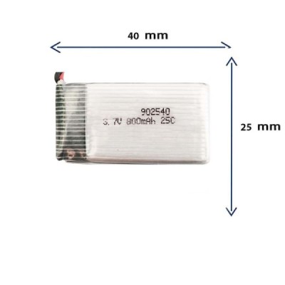 باتری کوادکوپتر و هلیکوپتر 3.7 ولت با ظرفیت 800 میلی آمپر و ابعاد 902540