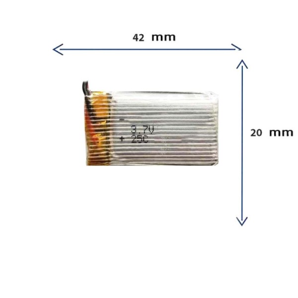 باتری کوادکوپتر و هلیکوپتر 3.7 ولت با ظرفیت 550 میلی آمپر و ابعاد 802042
