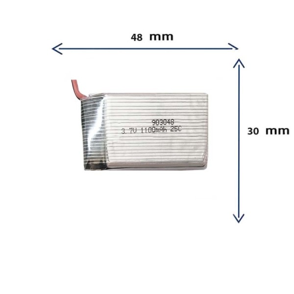 باتری کوادکوپتر و هلیکوپتر 3.7 ولت با ظرفیت 1100 میلی آمپر و ابعاد 903048