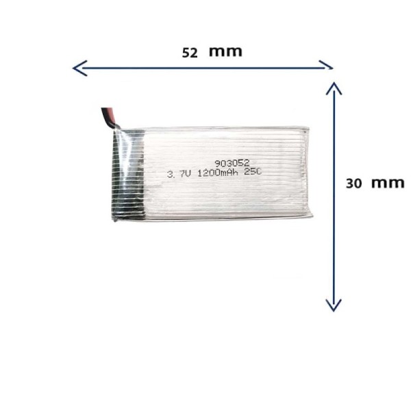 باتری کوادکوپتر و هلیکوپتر 3.7 ولت با ظرفیت 1200 میلی آمپر و ابعاد 903052