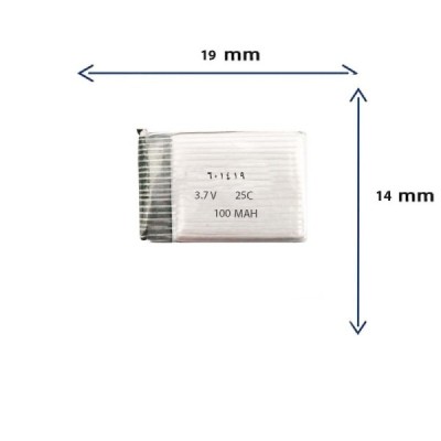 باتری کوادکوپتر و هلیکوپتر 3.7 ولت با ظرفیت 100 میلی آمپر و ابعاد 601419