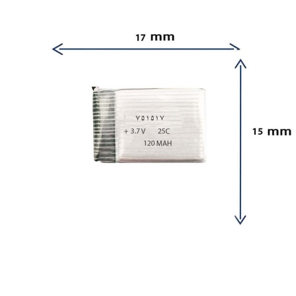 باتری کوادکوپتر و هلیکوپتر 3.7 ولت با ظرفیت 120 میلی آمپر و ابعاد 751517