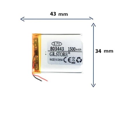 باتری لیتیوم پلیمری مدل 803443 با ظرفیت 1500 MAH برند GR.STORE