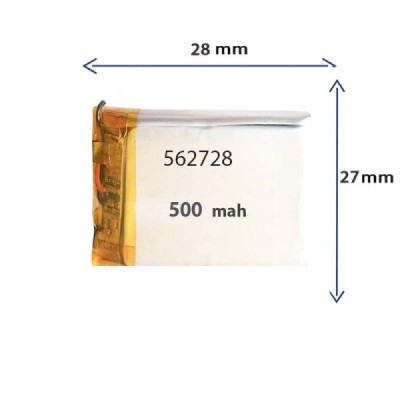 باتری لیتیوم پلیمری مدل 562728 با ظرفیت 500 MAH