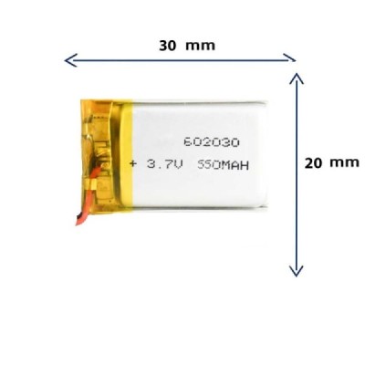 باتری لیتیوم پلیمری مدل 602030 با ظرفیت 550 MAH