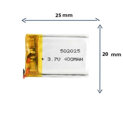 باتری لیتیوم پلیمری مدل 502025 با ظرفیت 400 MAH