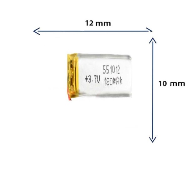 باتری لیتیوم پلیمری مدل 551012 با ظرفیت 180 MAH
